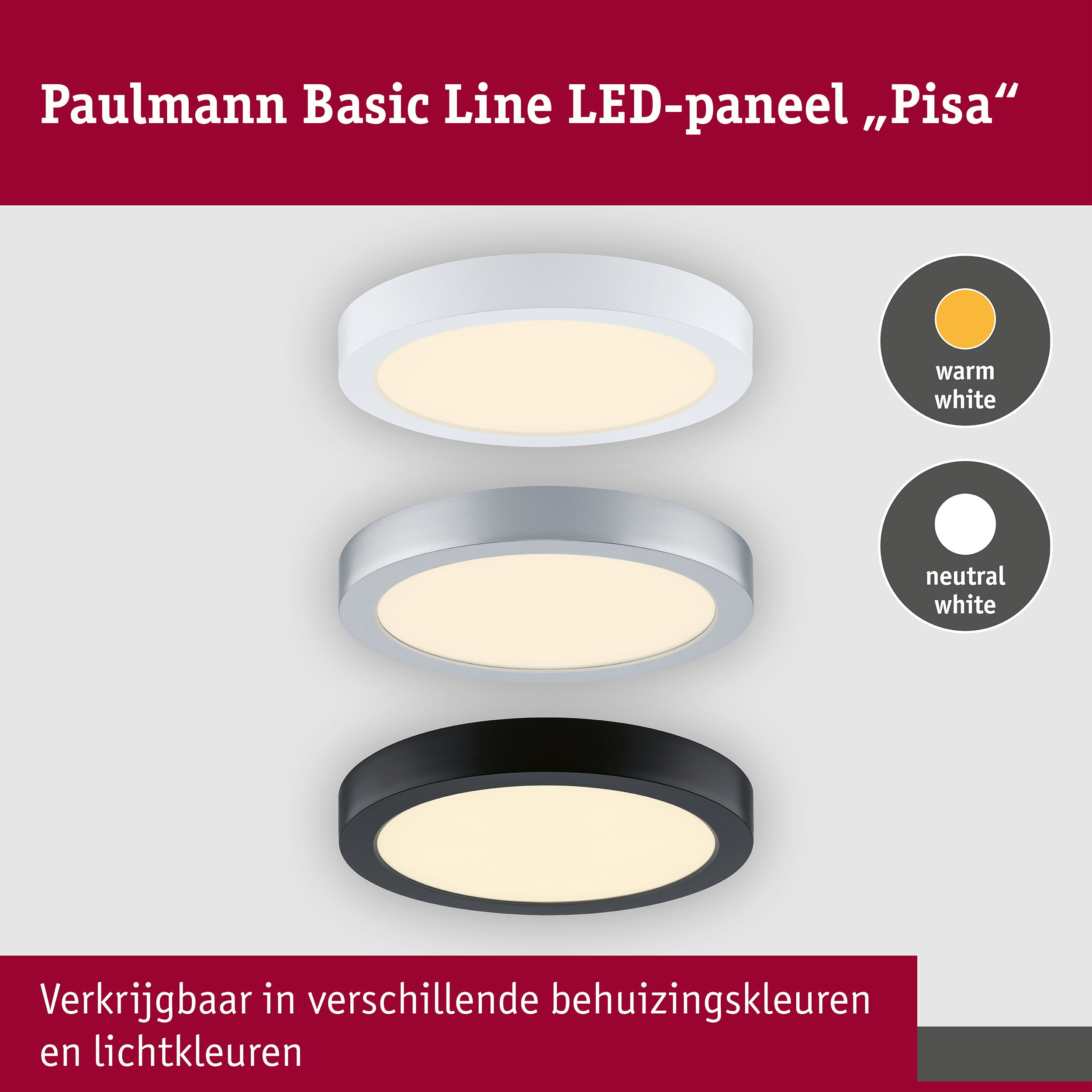 LED-paneel Pisa 4000K 290mm 1800lm 17W Wit mat