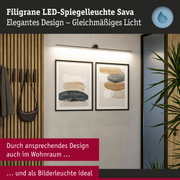 Filigrane LED-Spiegelleuchte Sava in Schwarz mit gleichmäßigem Licht für Wohnraum und Bilderbeleuchtung