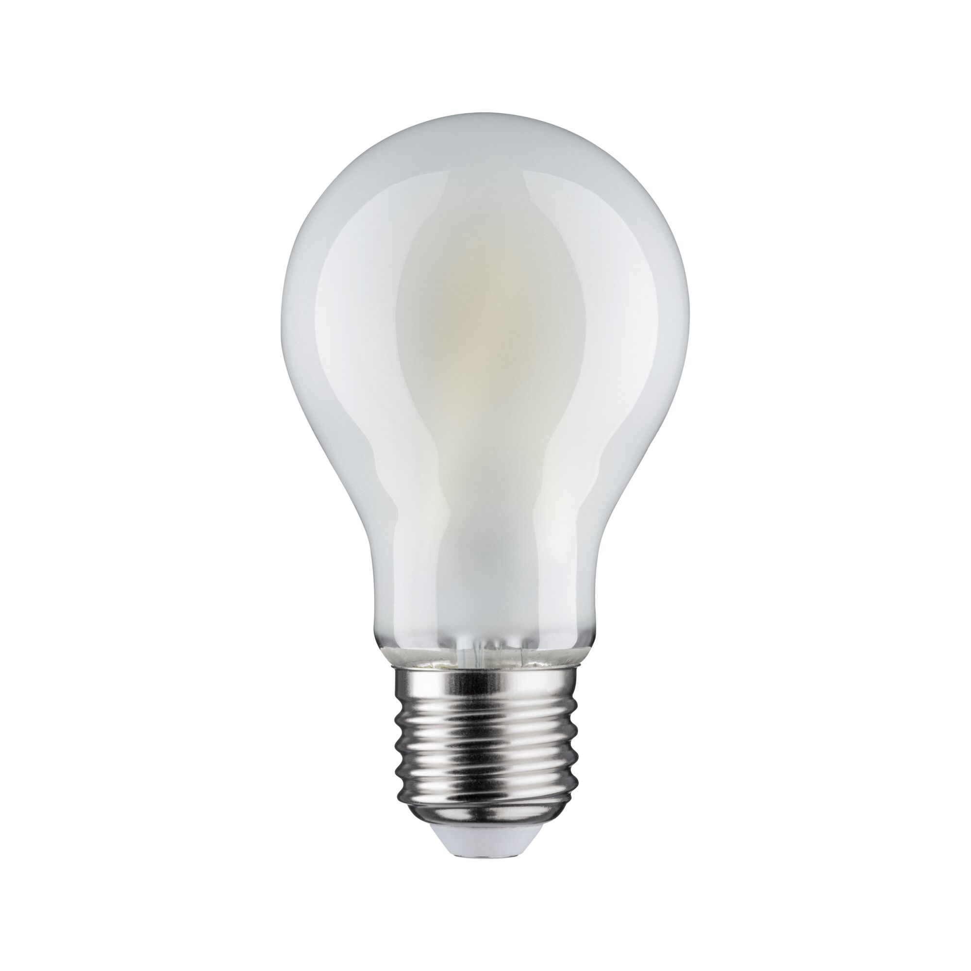 Klassische matte Glühbirne mit E27-Fassung aus Glas und Metall für energiesparende Beleuchtung