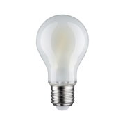 Klassische matte Glühbirne mit E27-Fassung aus Glas und Metall für energiesparende Beleuchtung