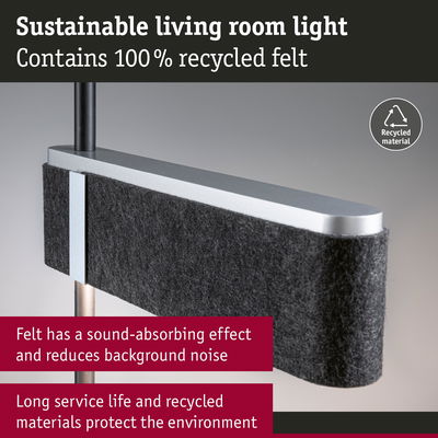Sustainable living room light with 100% recycled grey felt reducing background noise and eco-friendly