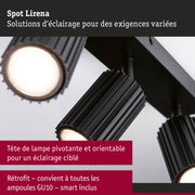 Spot noir Lirena avec tête pivotante et ampoule LED GU10 pour un éclairage ciblé efficace