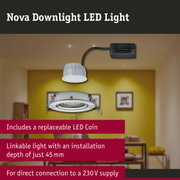 LED Downlight 3-Step-Dim Nova Coin Swivelling round 84mm 50° Coin 6W 470lm 230V dimmable 2700K Brushed iron