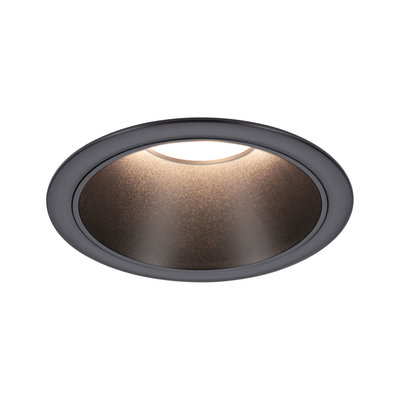 Round recessed LED spotlight in matte black with warm white light for modern room lighting