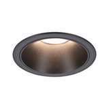 Rundes Einbau-LED-Spot in mattem Schwarz mit warmweißem Licht für moderne Raumbeleuchtung