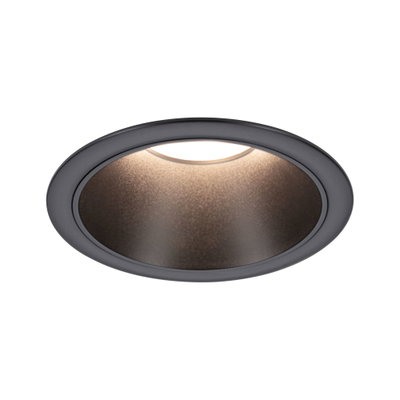 Rundes Einbau-LED-Spot in mattem Schwarz mit warmweißem Licht für moderne Raumbeleuchtung