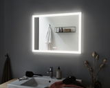 Rechthoekige badkamerspiegel met witte LED-omlijsting voor moderne wandverlichting en badkamerontwerp