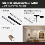 Modular URail aluminium rail system in black and white for flexible LED lighting setup