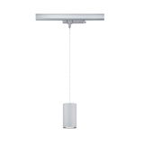 Moderner grauer Aluminium-Pendelleuchte mit zylindrischem Design für Schienensystembeleuchtung