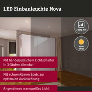 LED Einbauleuchte 3-Step-Dim Nova Coin 3-Step-Dim Basisset schwenkbar eckig 84x84mm 50° Coin 3x6W 3x470lm 230V dimmbar 2700K Weiß matt