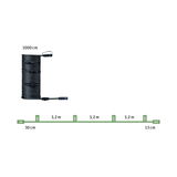 Câble noir de 10 mètres avec connecteurs et espacements de 3,2 mètres pour systèmes d'éclairage LED.