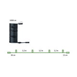Sort 10 meter kabel med stikforbindelser og 3,2 meter afstand til LED-belysning