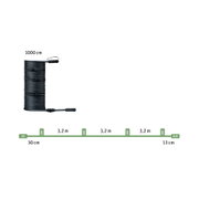 Black 10-meter cable with connectors and 3.2-meter spacing for LED lighting setup