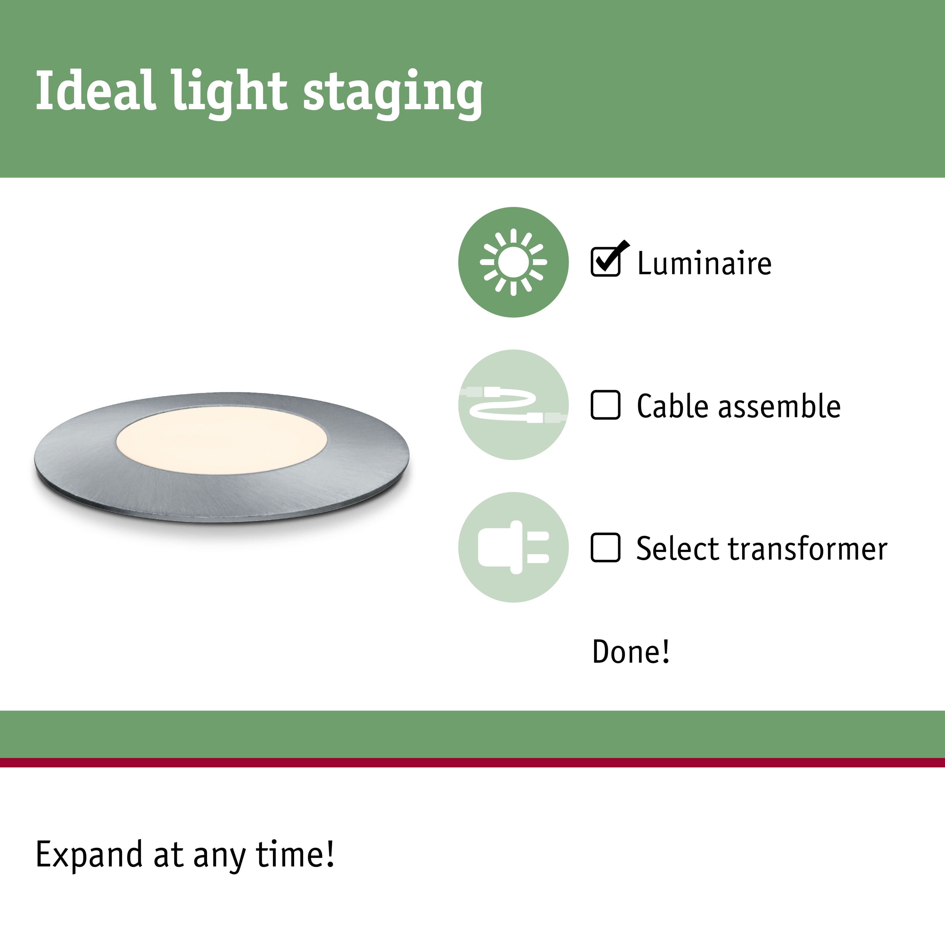 Round LED recessed light with silver metal frame and warm white light for modern room lighting