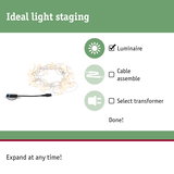 White LED string lights with plug for lighting, perfect for light staging and decoration use