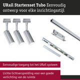 URail Starterset Tubo zilverkleurig aluminium met drie verstelbare spots en railsysteem