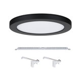 Runde LED-Deckenleuchte in Schwarz mit weißem Diffusor und Montagematerial für Innenräume