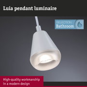 White Luia pendant luminaire made of plastic for bathroom with modern design and LED light