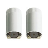 Twee witte LED-lampfittingen met metalen contacten voor lampverbinding