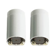 Two white LED lamp holders with metal contacts for light bulb connection