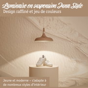 Luminaire suspendu marron en métal au design élégant avec lumière chaude pour intérieur moderne