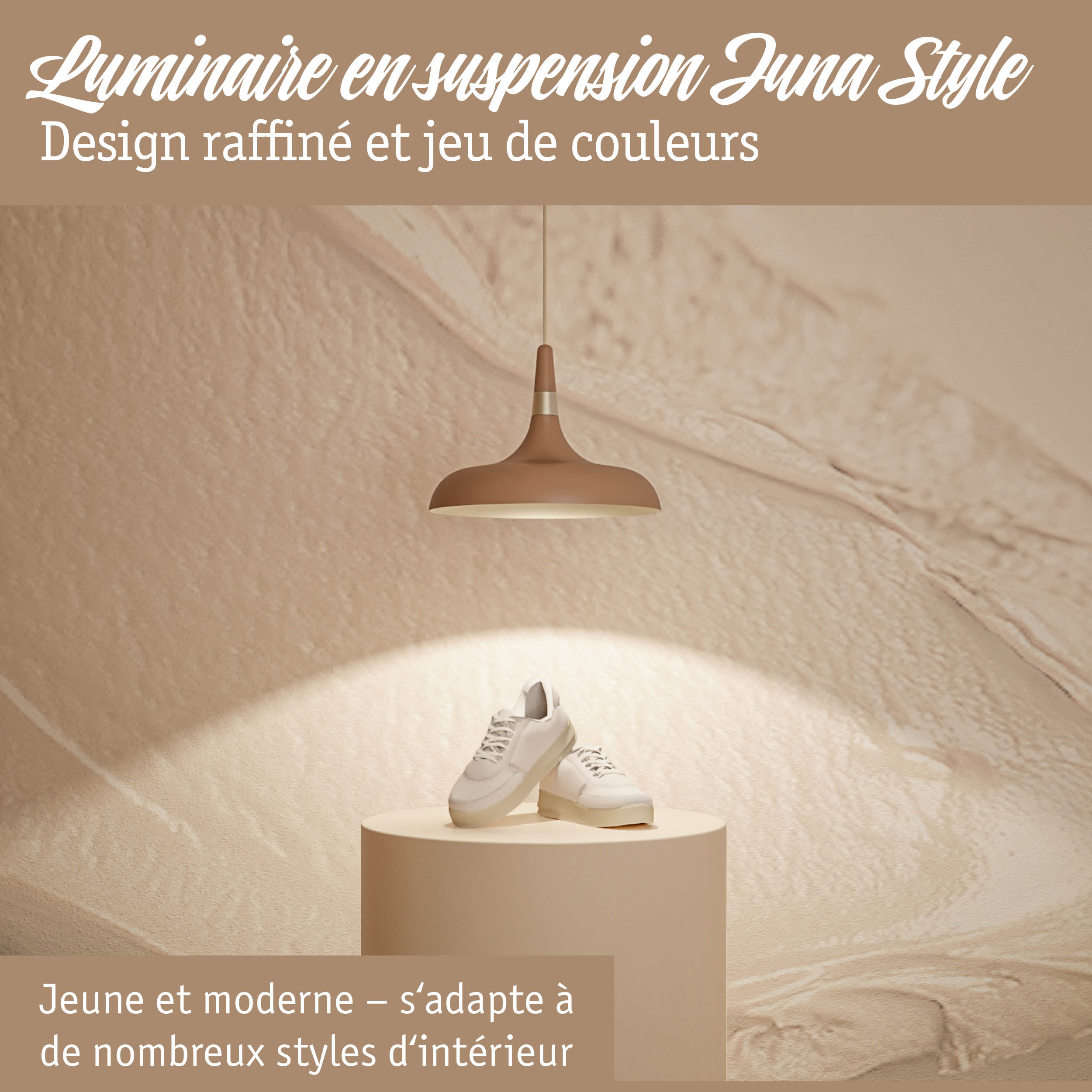 Luminaire suspendu marron en métal au design élégant avec lumière chaude pour intérieur moderne