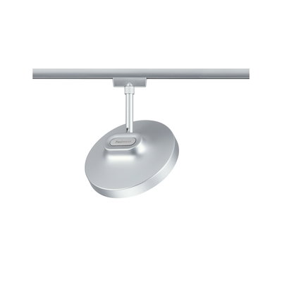 Zilveren metalen LED-spot op railsysteem voor flexibele binnenverlichting