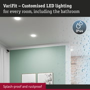 VariFit recessed LED lights with IP44 rating, splash-proof and rustproof for bathroom lighting