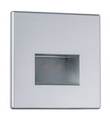 Square silver metal LED wall recessed light with rectangular light opening for indoor use