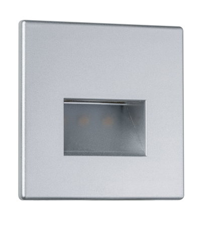 Square silver metal LED wall recessed light with rectangular light opening for indoor use