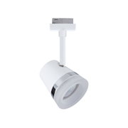 Moderner weißer LED-Spot mit Chromring für Schienensysteme, energiesparende Innenbeleuchtung