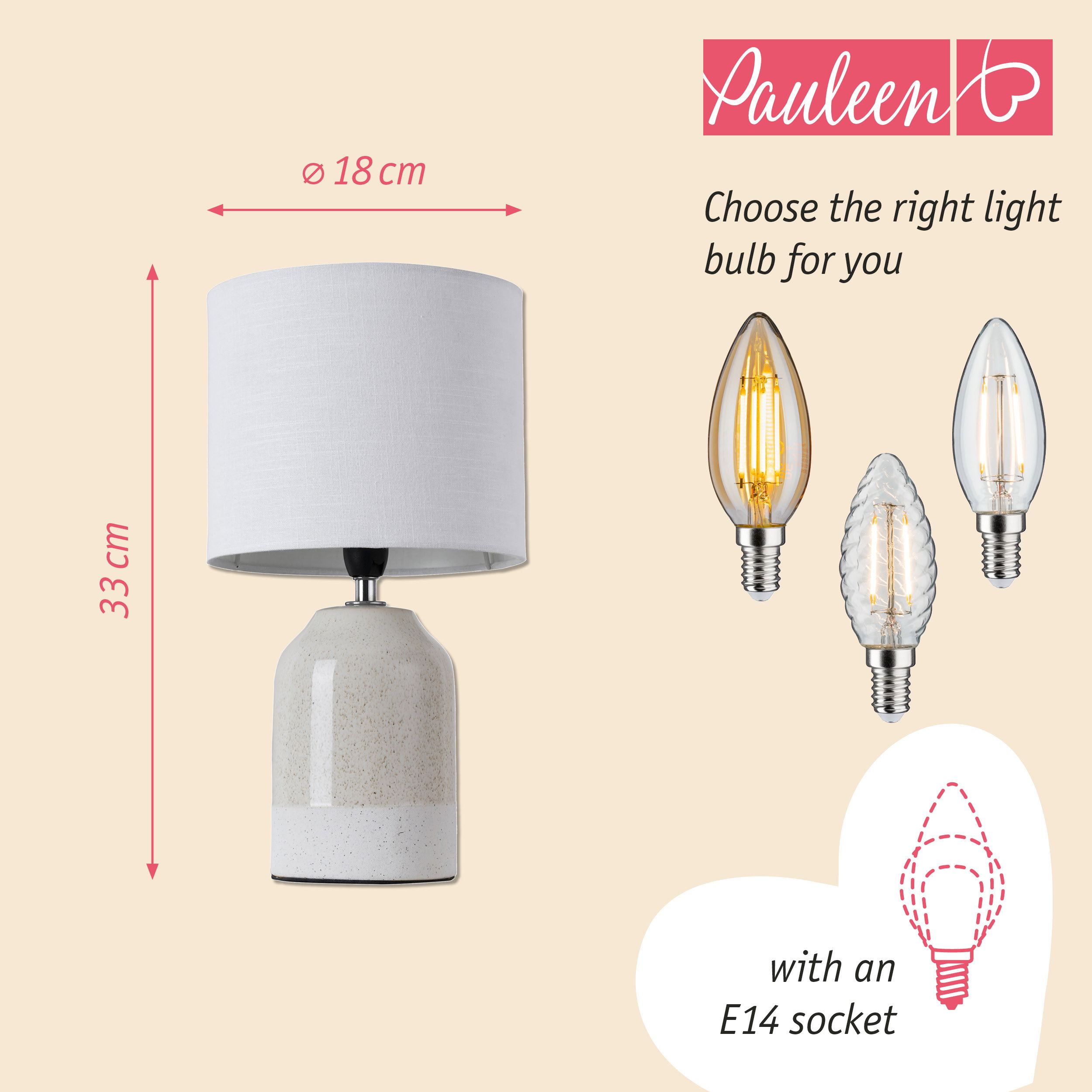 Paulmann Pauleen Table lamp Sandy Glow E14 max. 20W Beige/White