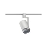 Moderne witte metalen LED-spot voor railsystemen, perfect voor accentverlichting binnenshuis.