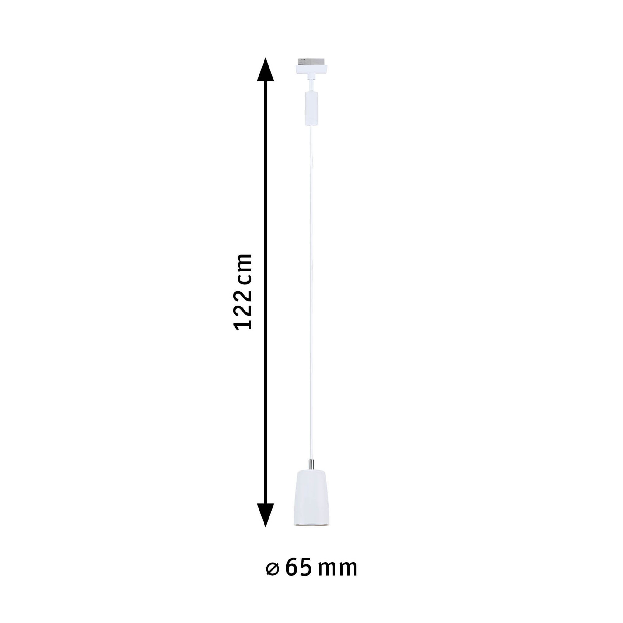 White pendant light cable 122 cm long with 65 mm diameter for LED lighting fixtures