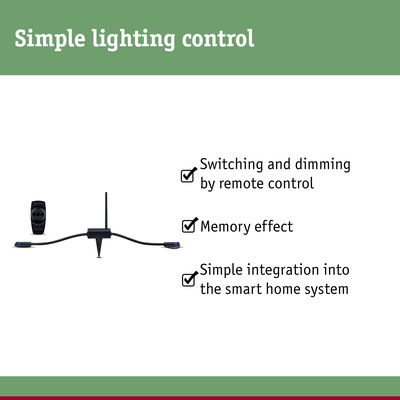 Black remote and control unit for simple lighting control with smart home integration
