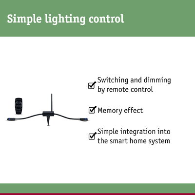 Black remote and control unit for simple lighting control with smart home integration