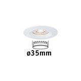 Round white LED recessed light with 35 mm diameter for energy-efficient room lighting