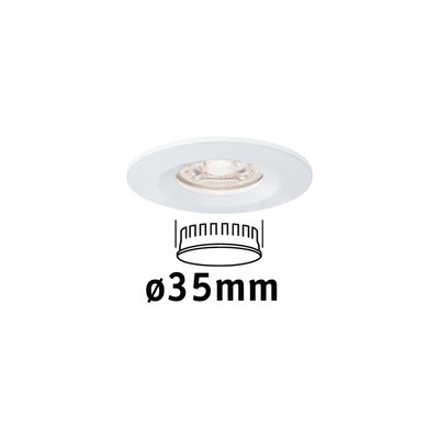Round white LED recessed light with 35 mm diameter for energy-efficient room lighting