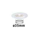 Round white LED recessed light with 35 mm diameter for energy-efficient room lighting