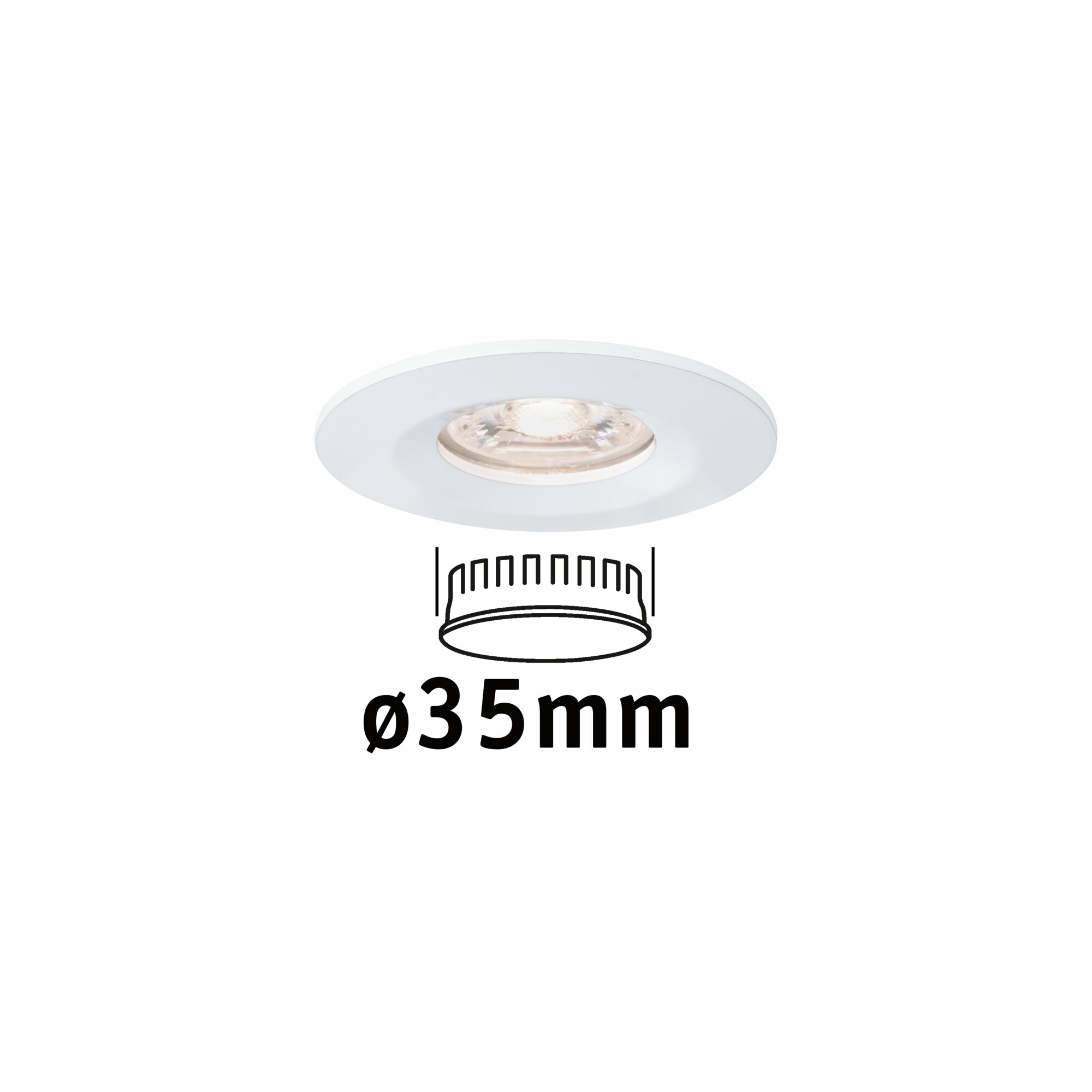 Spot encastré LED Nova Mini Coin Luminaire individuel fixe IP44 rond 65mm Coin 4W 310lm 230V 2700K Blanc dépoli Spot encastré LED rond blanc de 35 mm de diamètre pour un éclairage économique