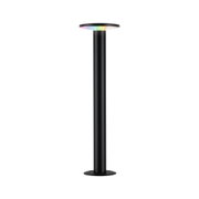Black LED outdoor light with RGB color change and round metal cover for garden lighting