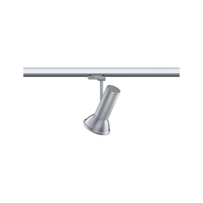 Silver aluminum spotlight on track system for flexible indoor lighting solutions