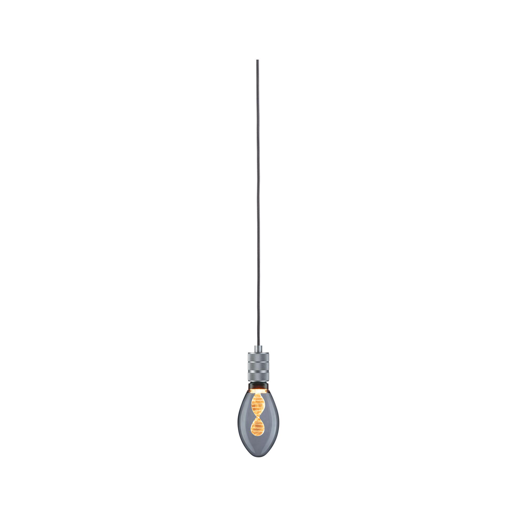 Pendant lamp with grey cable and decorative drop-shaped bulb for modern lighting design