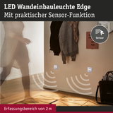 LED Wandeinbauleuchte Edge mit praktischem Sensor in Silber für energiesparende Hausbeleuchtung
