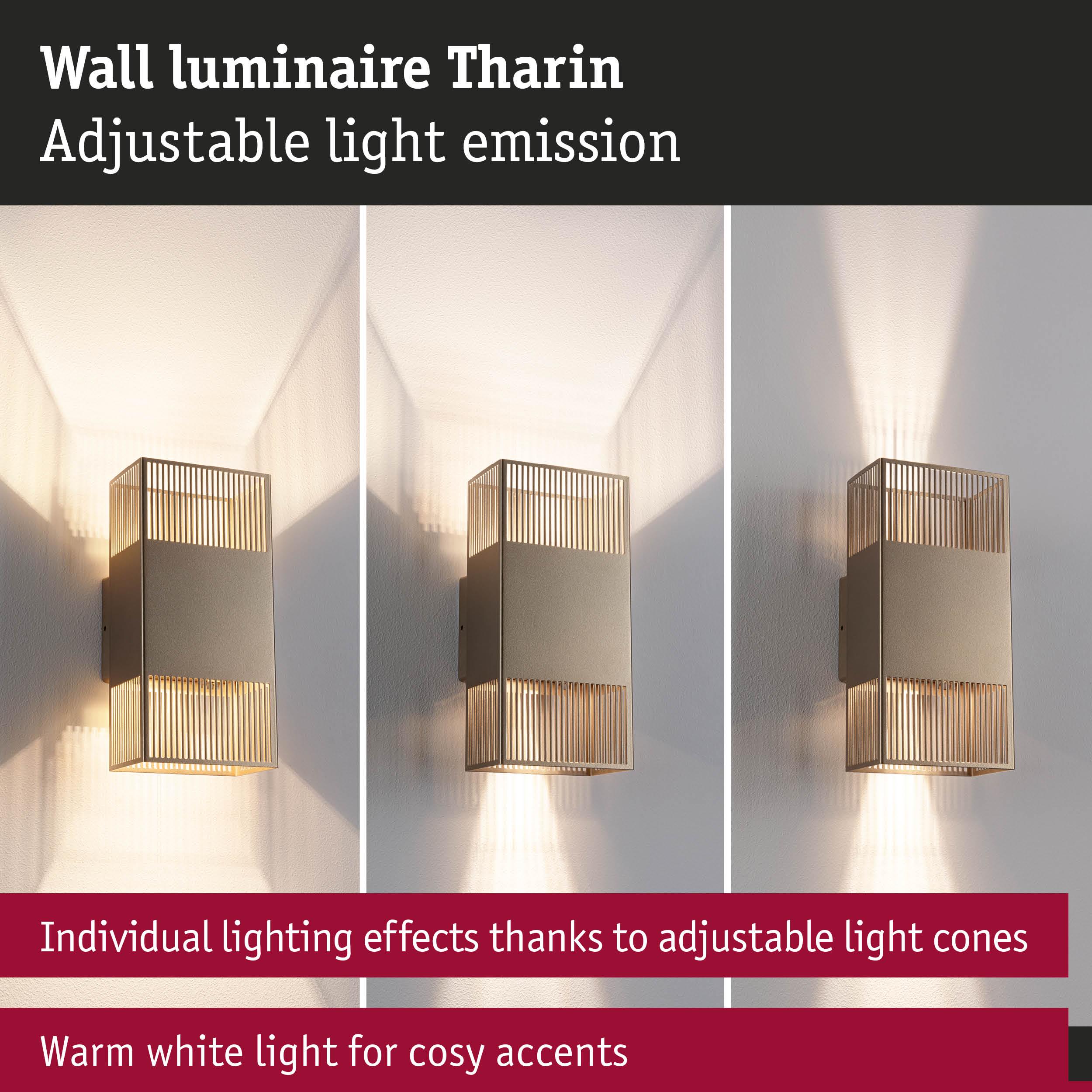 Tharin wall luminaire in grey metal with adjustable light cones and warm white light for cozy accents
