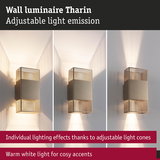 Tharin wall luminaire in grey metal with adjustable light cones and warm white light for cozy accents