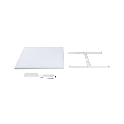 White LED panel with metal frame and power supply for modern ceiling lighting