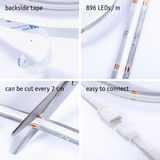 LED-Streifen mit 896 LEDs/m, selbstklebendem Band, alle 7 cm schneidbar und einfachem Steckverbinder