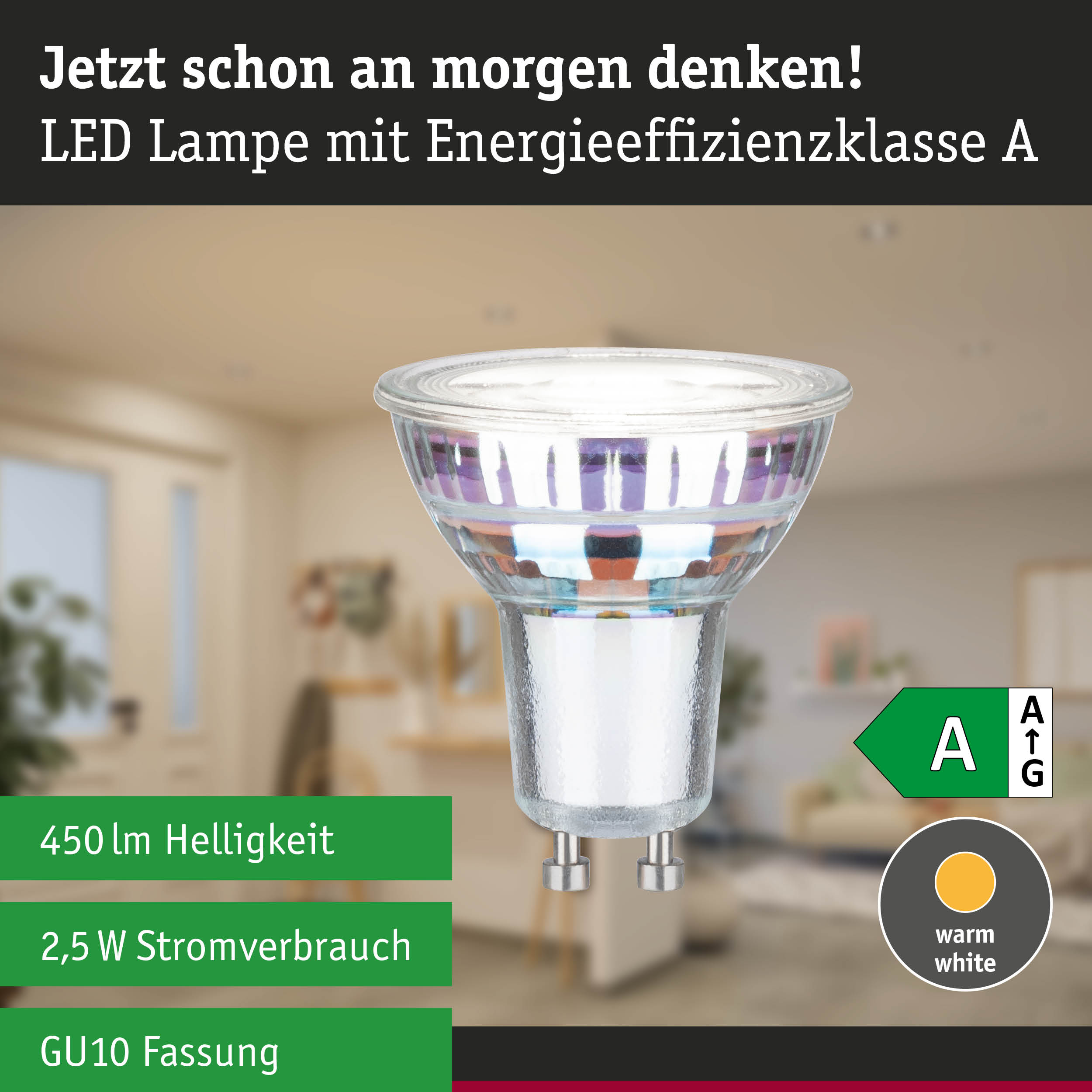 Efficient-Line Standard 230V LED Reflektor GU10 1er-Set 450lm 2,5W 4000K Silber
