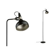 Schwarze Stehleuchte aus Metall mit verstellbarem Lampenschirm für modernes Wohnambiente